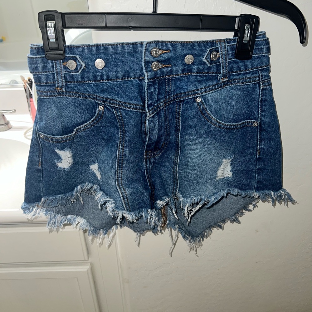 High waisted jeans shorts. Size 5/27 but fit a bit smaller